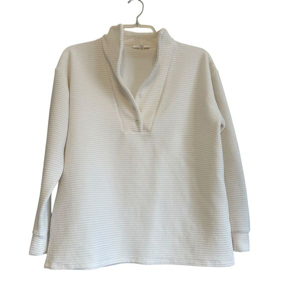 Haven Well Within Ivory Lounge Top Ribbed 1/2 Button Up Long Sleeve XS Pullover - Picture 1 of 5